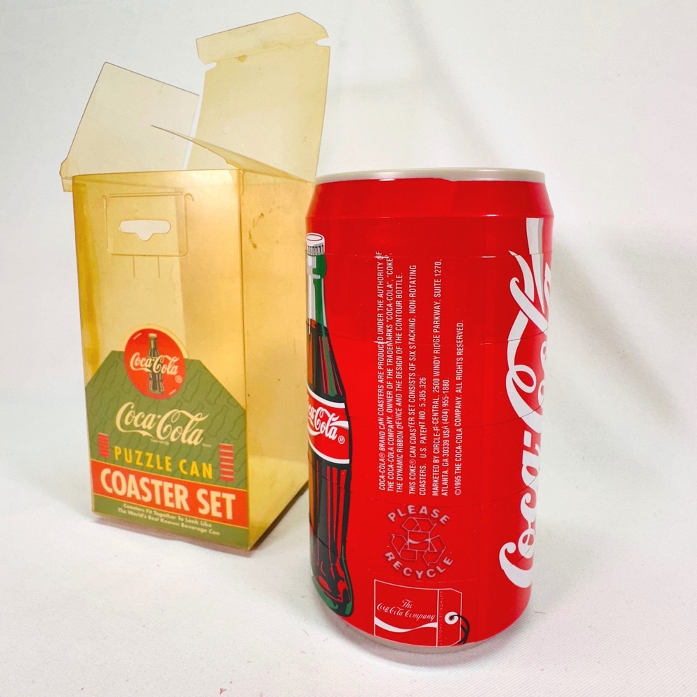 Vintage 1995 Coca-Cola Puzzle Can Coaster Set Stackable 6 Piece Coke Classic Can - Picture 12 of 13